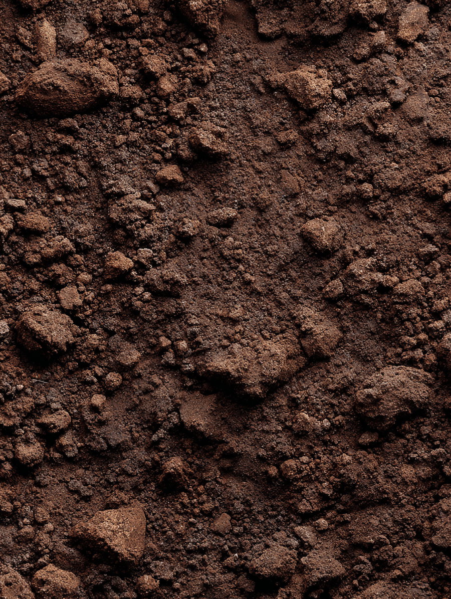 An image showing a close-up view of dry soil with various sizes of clumps and loose earth particles.