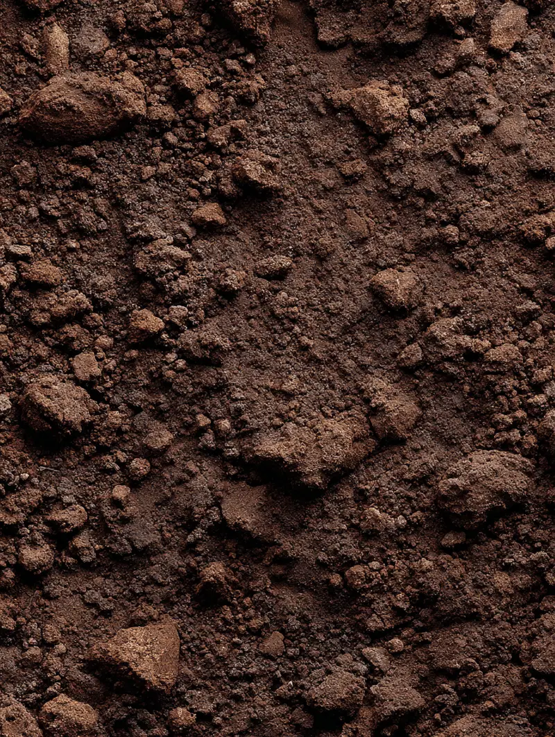 Close-up detailed texture of dry soil with clumps and loose earth