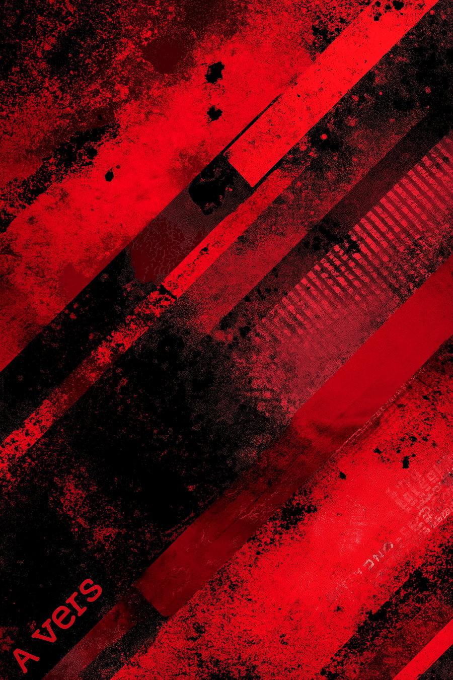 Abstract art featuring overlapping red and black rectangular shapes with textured patterns and grunge effects