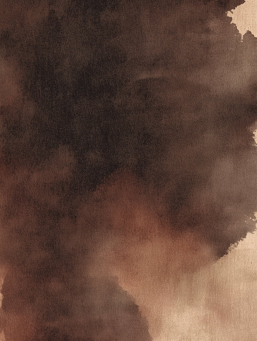 A watercolor painting with blended shades of brown, dark brown, and beige creating a textured abstract pattern on paper.
