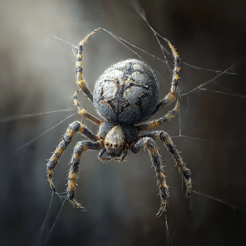Detailed close-up of a spider on its intricate web with natural lighting