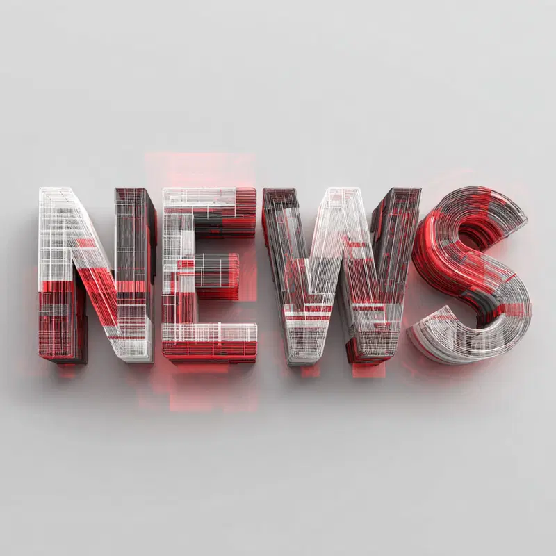 3D digital illustration of the word NEWS with red and white glitch effects