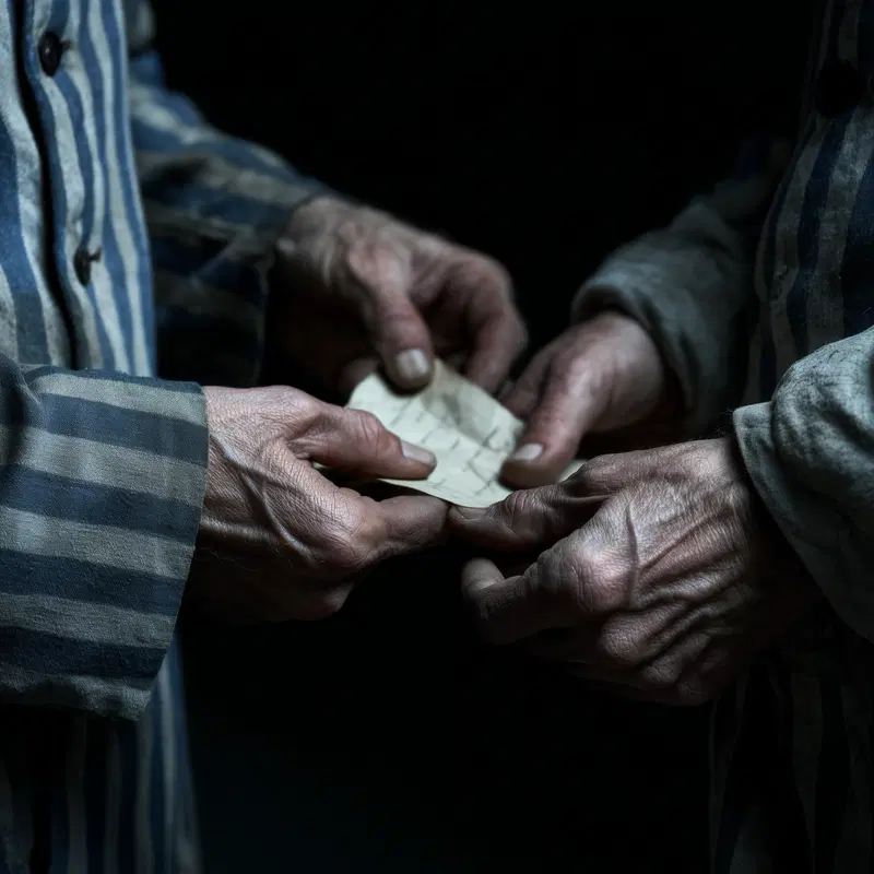 Close up of hands of elderly people holding a paper in emotional moment