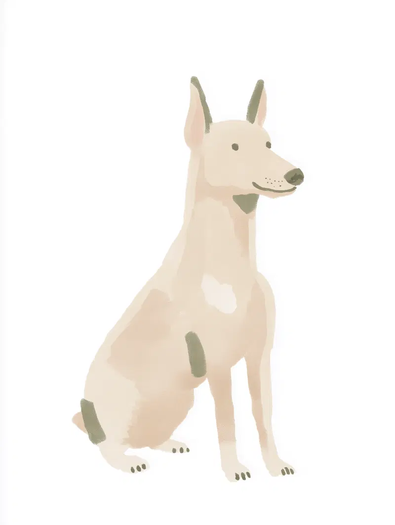 Minimalist digital illustration of a light-colored sitting dog