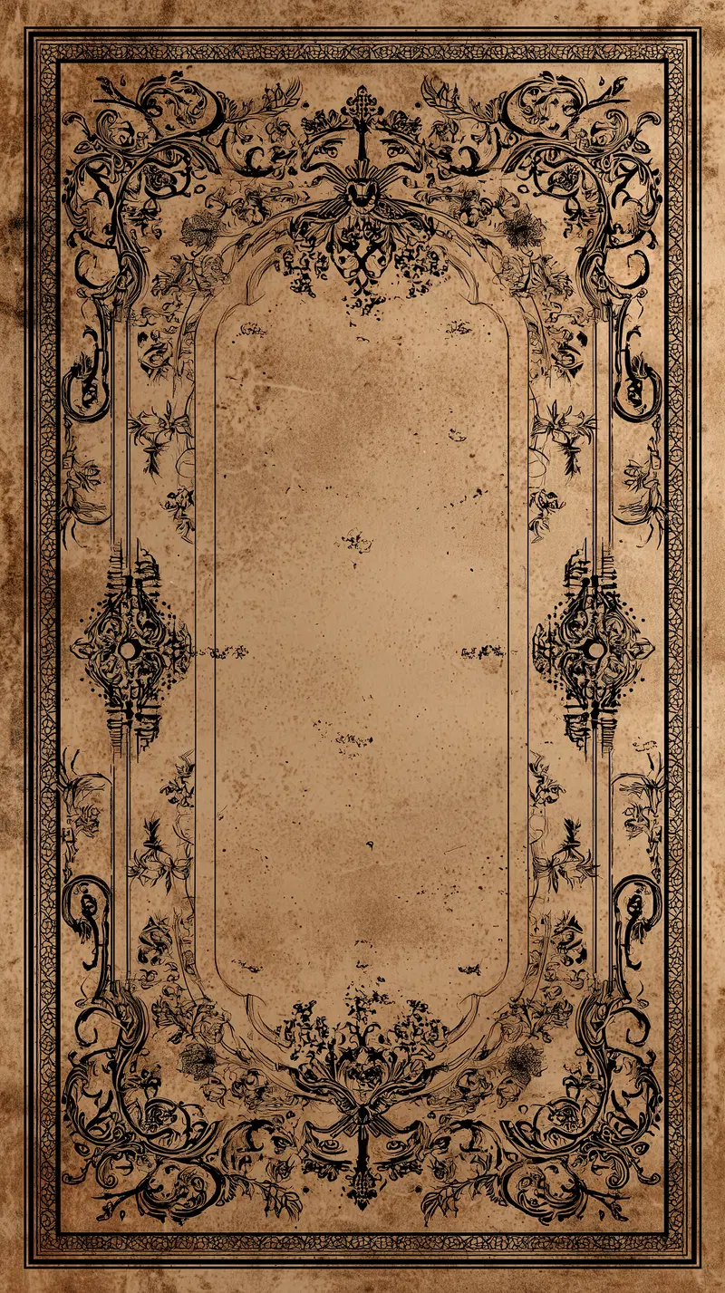 Vintage ornate floral and scroll texture pattern on aged paper background