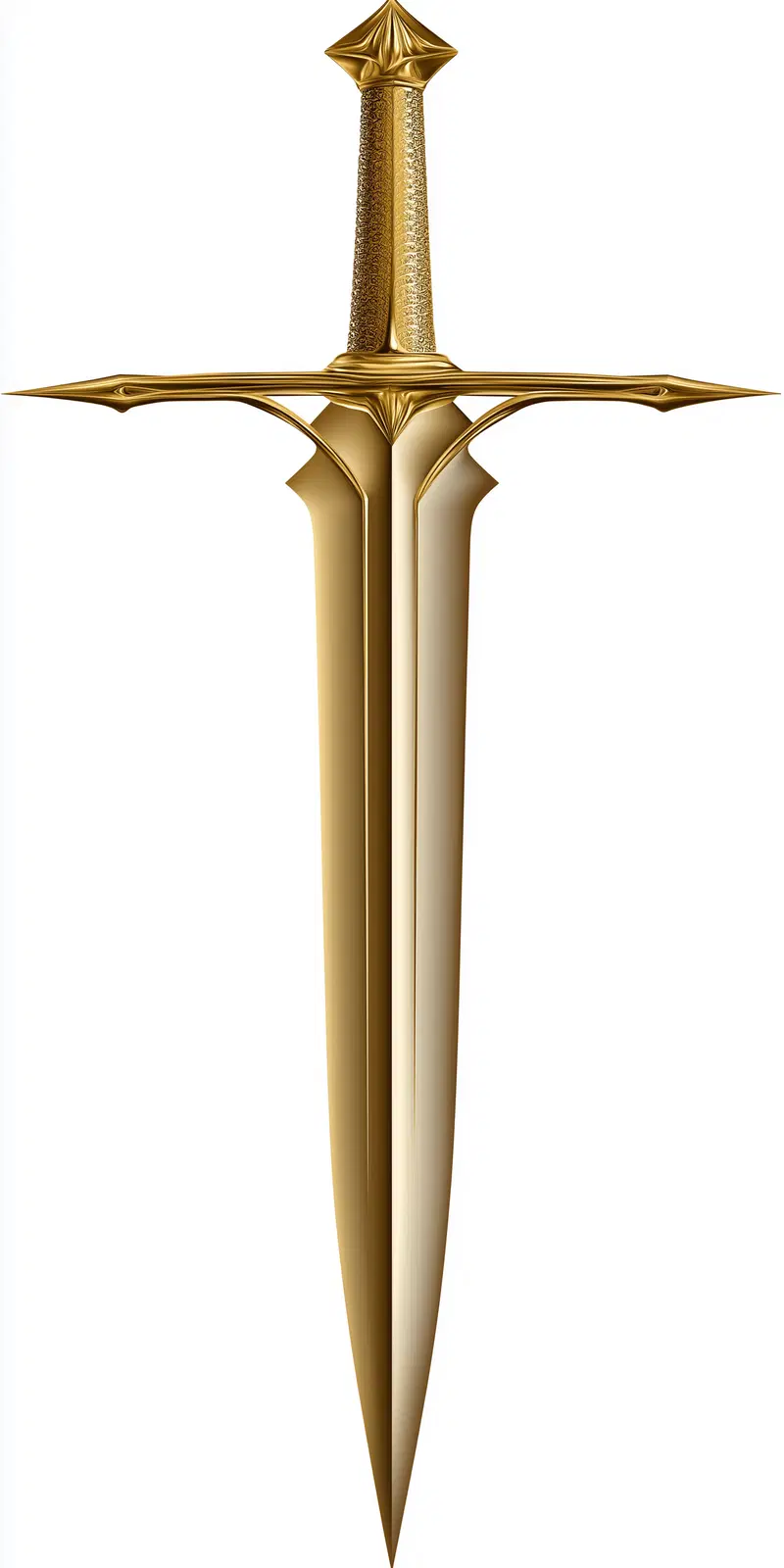Golden fantasy sword with intricate hilt and crossguard design